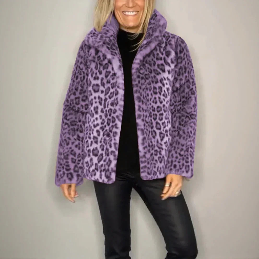 Panther Luxe™ Coat in Plush Fur with Wild Print / The Bold Side of Feminine Elegance!