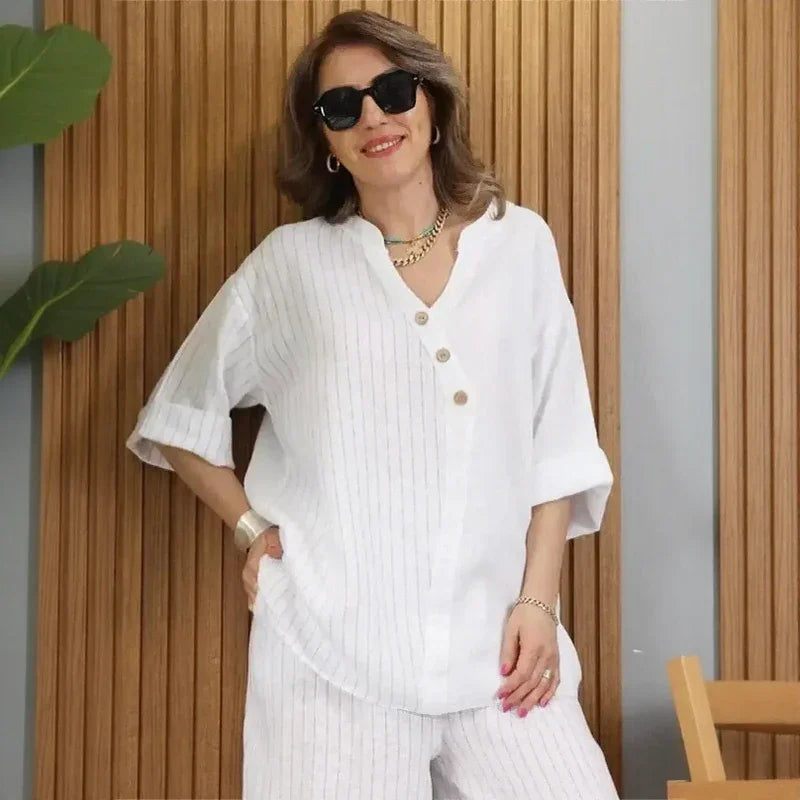 Capri™ Set in Cotton Linen / Feel the Soft Touch and Elegance You Deserve at Every Moment of Your Day!