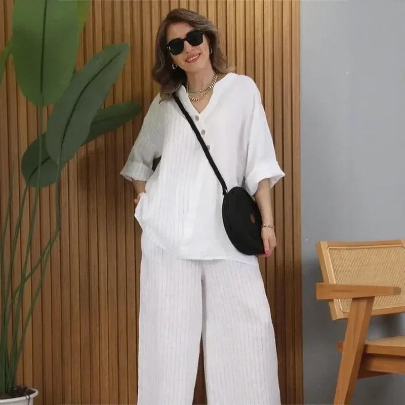 Capri™ Set in Cotton Linen / Feel the Soft Touch and Elegance You Deserve at Every Moment of Your Day!