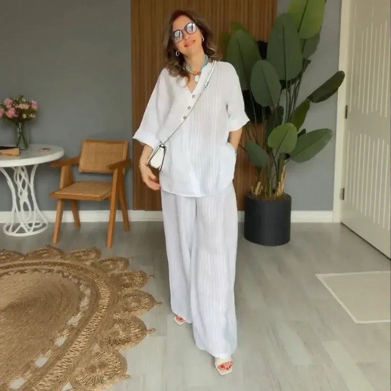 Capri™ Set in Cotton Linen / Feel the Soft Touch and Elegance You Deserve at Every Moment of Your Day!