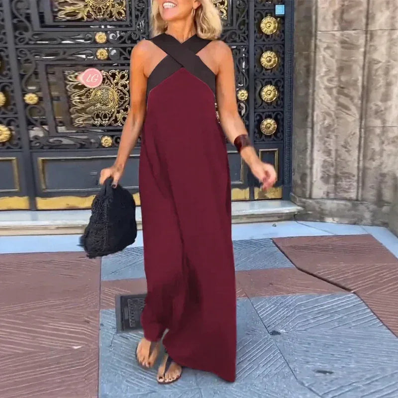 Blush Belle™ Dress with Crossed Straps and Loose Fit / The Bold Minimalism that Wraps with Elegance!