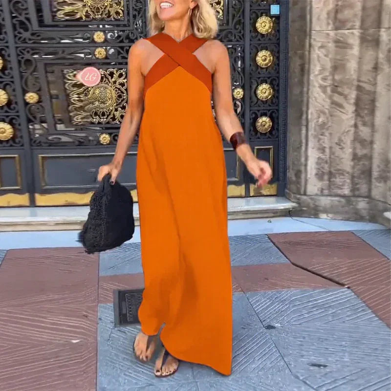 Blush Belle™ Dress with Crossed Straps and Loose Fit / The Bold Minimalism that Wraps with Elegance!