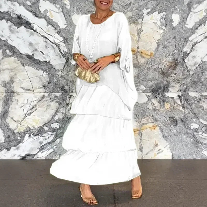 Donna Plissé™ Dress in Flowing Chiffon with Fluid Layers / For women who dance with lightness and elegance!