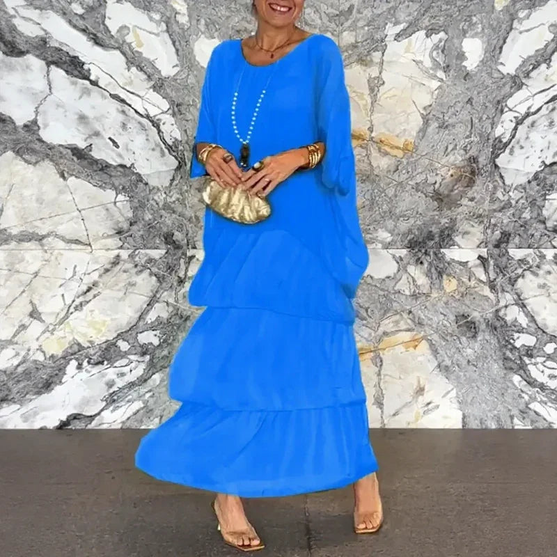 Donna Plissé™ Dress in Flowing Chiffon with Fluid Layers / For women who dance with lightness and elegance!