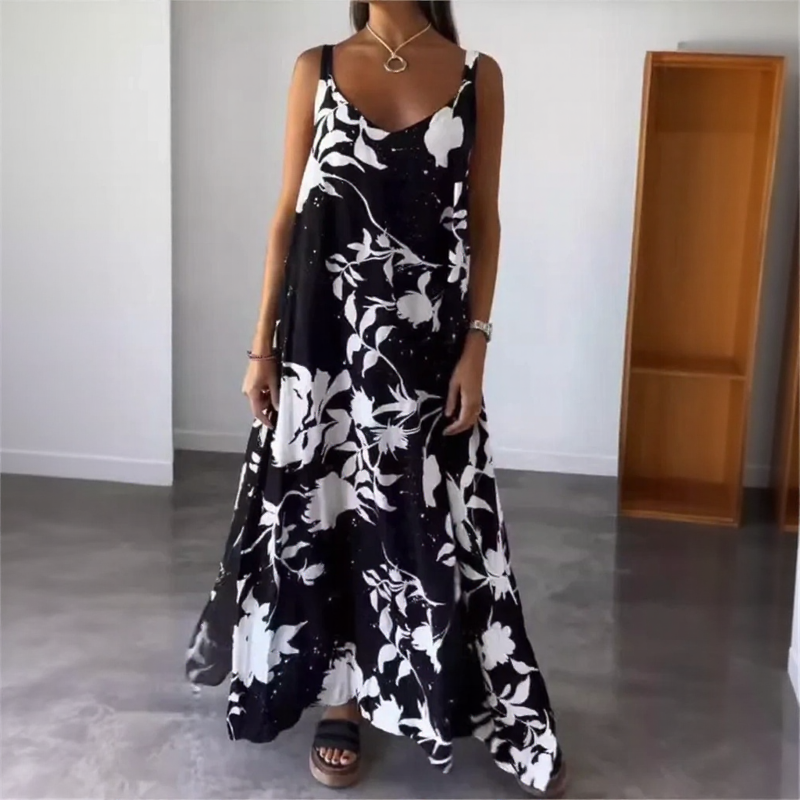 Floralis™ Dress with Artistic Print and Fluid Shape / For Women Who Move Lightly and Stylishly!