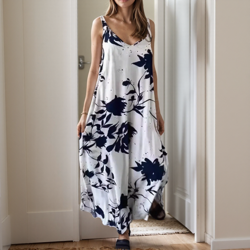 Floralis™ Dress with Artistic Print and Fluid Shape / For Women Who Move Lightly and Stylishly!