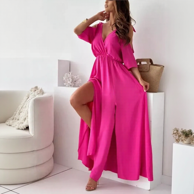 Marbella™ Dress with Bold Slit and Shoulder Ties / For Women who Flaunt Charm with Freedom!