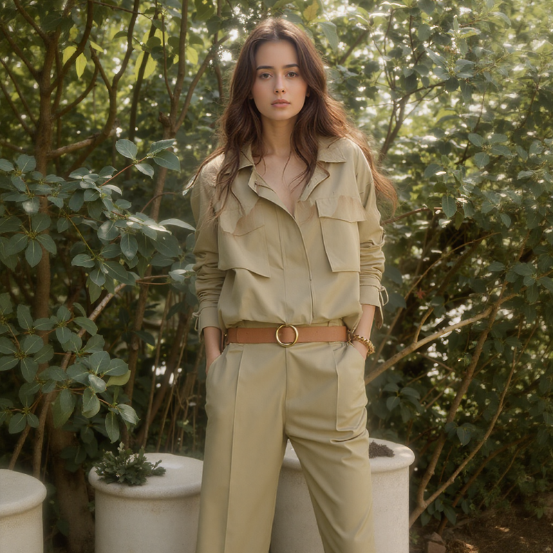 Urban Tailor™ Set in Premium Twill with Utility Pockets and Structured Turtleneck / The Power of Modern Tailoring with Casual Attitude!