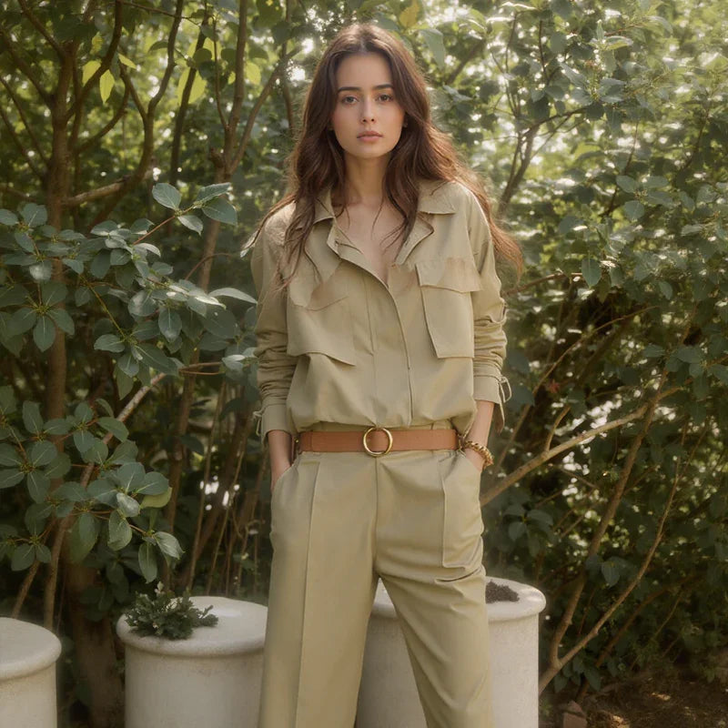 Urban Tailor™ Set in Premium Twill with Utility Pockets and Structured Turtleneck / The Power of Modern Tailoring with Casual Attitude!