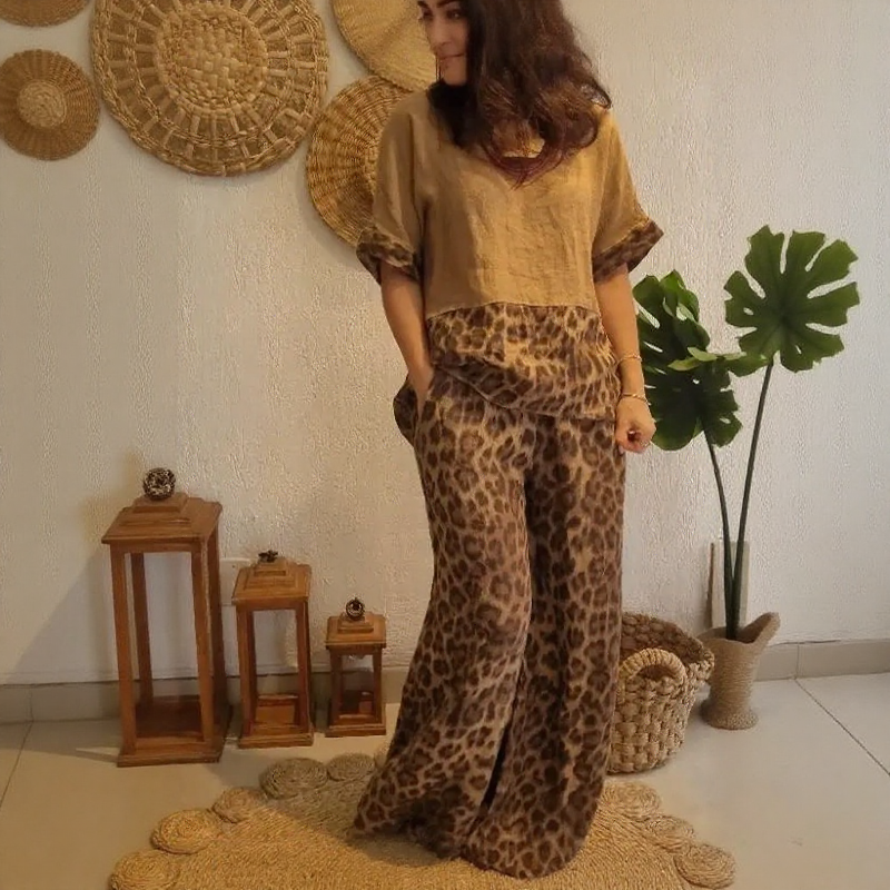 Oasis™ Cotton Linen Set with Wild Print / Comfort and Style for Women Who Make Their Presence Known!