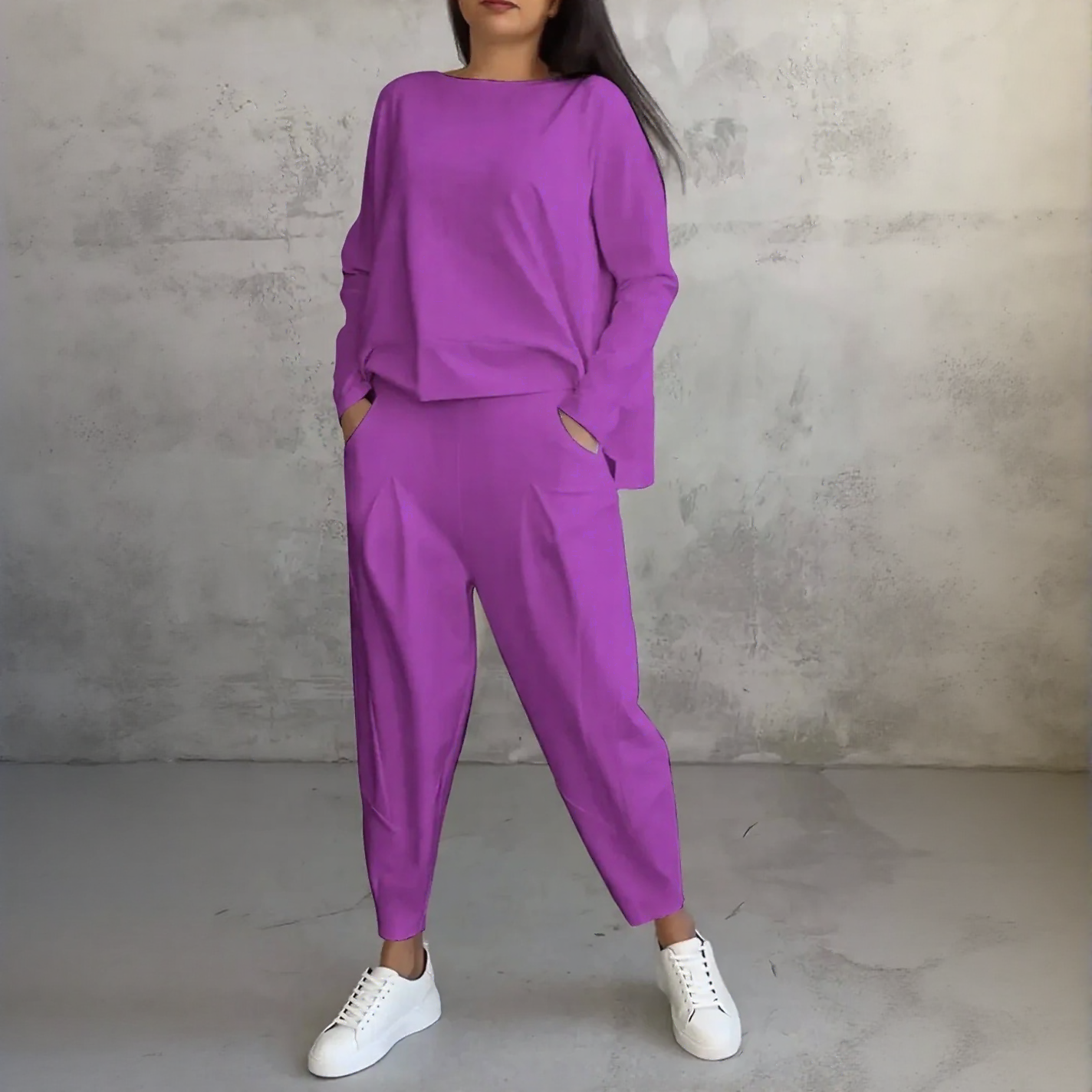StreetLounge™ Set with Overslim Blouse and Tapered Pants / Clean Design, Smart Comfort, Effortless Style!