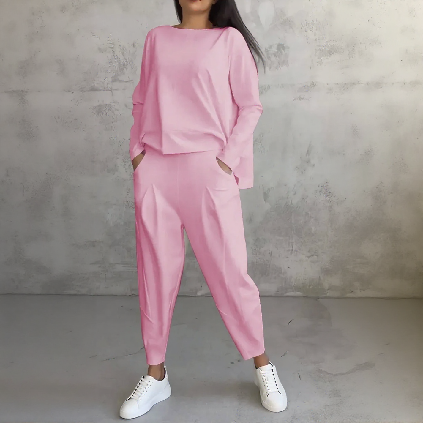 StreetLounge™ Set with Overslim Blouse and Tapered Pants / Clean Design, Smart Comfort, Effortless Style!