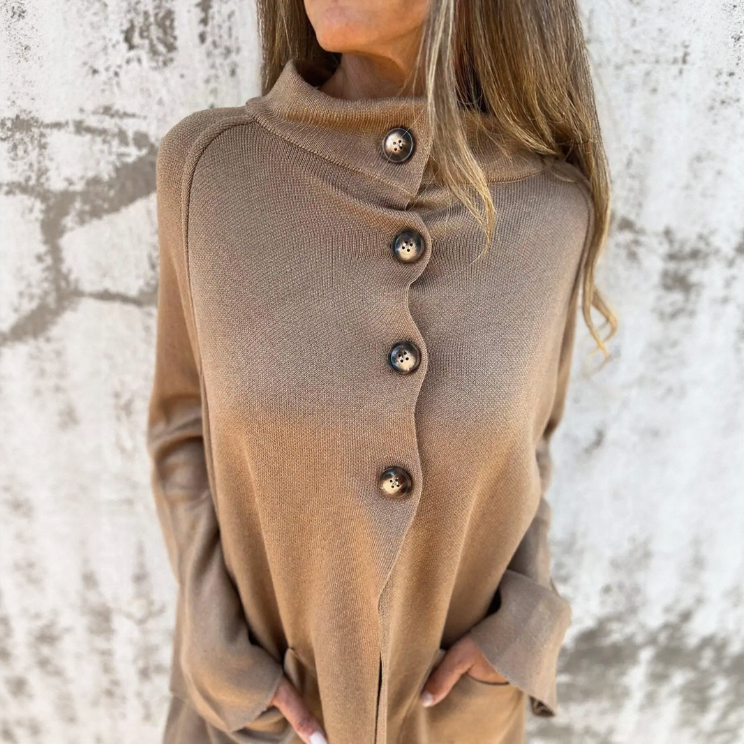 Copenhagen™ Coatigan in Heavyweight Knit with Accent Buttons and Turtleneck / Timeless Elegance That Never Goes Out of Style!