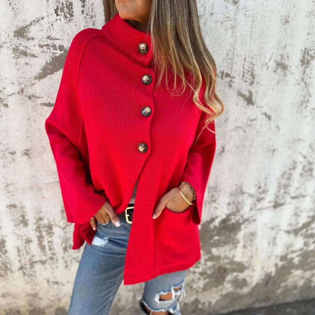 Copenhagen™ Coatigan in Heavyweight Knit with Accent Buttons and Turtleneck / Timeless Elegance That Never Goes Out of Style!