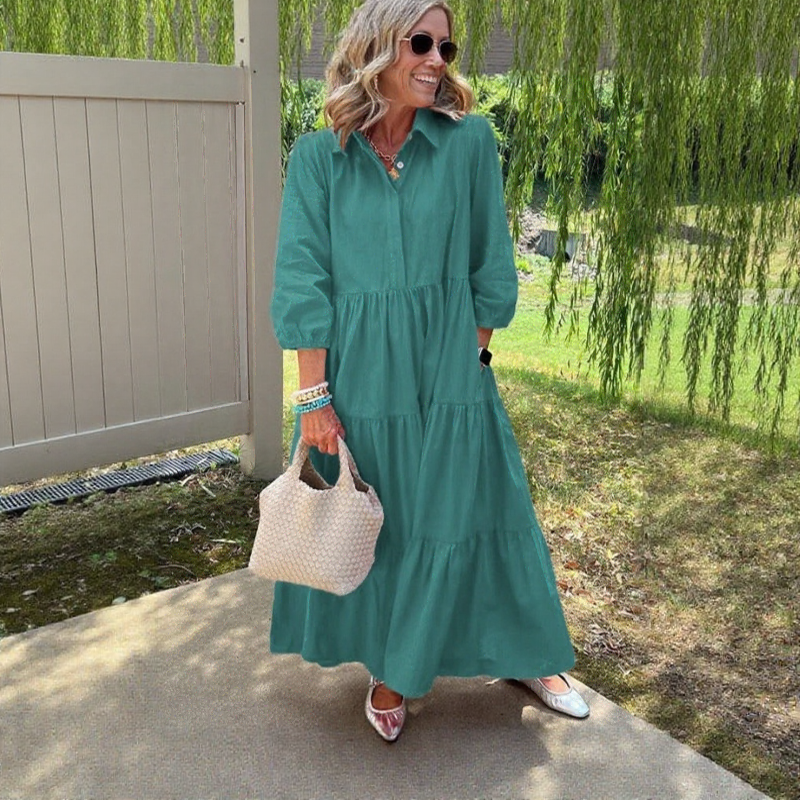 Maison™ Dress in Premium Cotton with Charming Collar and Layered Skirt / Romantic Minimalism That Never Goes Out of Style!