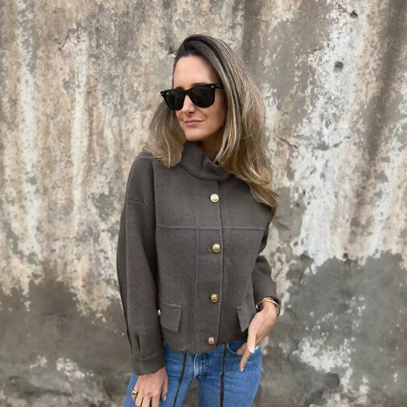 RoyalLine™ Wool Coat with Gold Buttons and High Collar / Style and Comfort in Just the Right Measure!