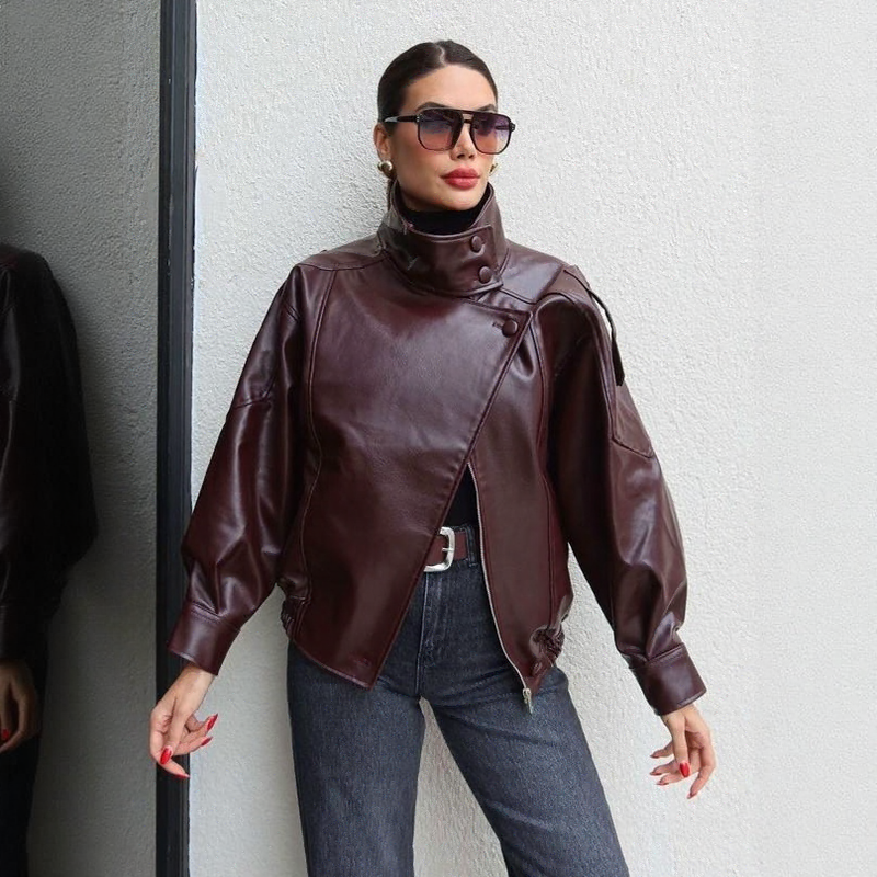 Obsidian™ Jacket in Premium Full-Grain Leather with Structured High Collar