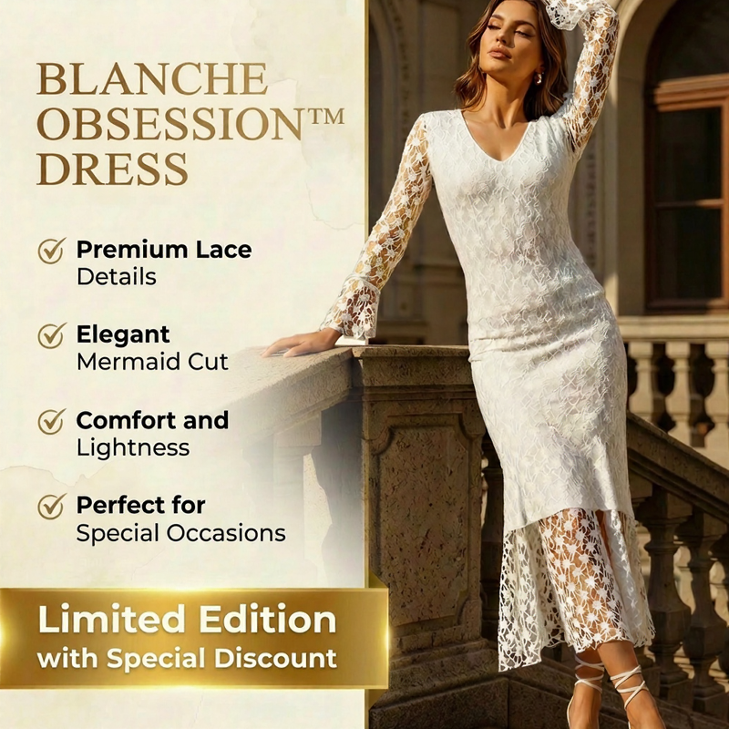 Blanche Obsession™ Dress in Delicate Floral Lace with a Subtly Fitted Silhouette