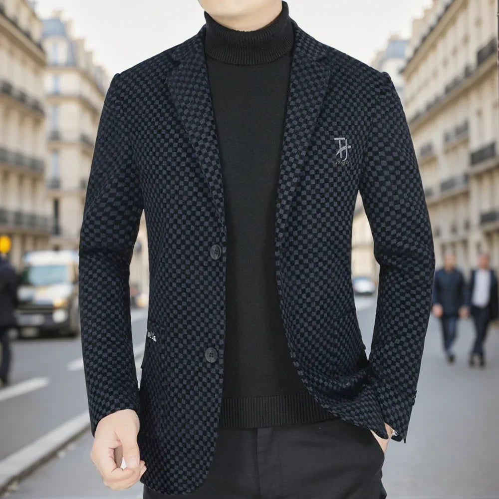 Men’s Blazer-Style Coat – Warm Lined Outerwear for Everyday Elegance and Comfort