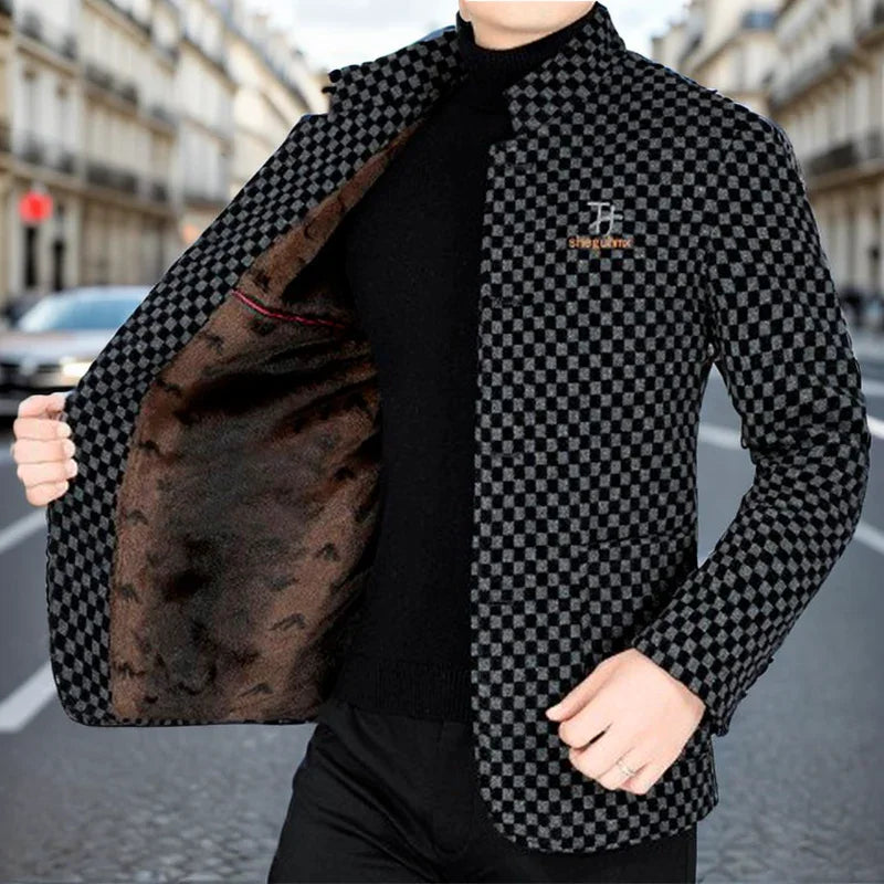 Men’s Blazer-Style Coat – Warm Lined Outerwear for Everyday Elegance and Comfort