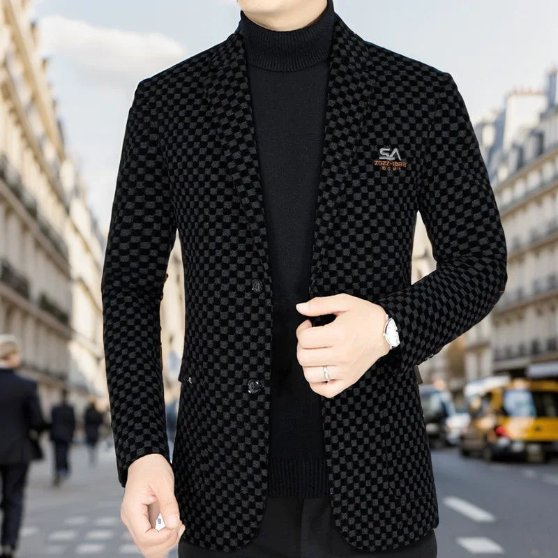 Men’s Blazer-Style Coat – Warm Lined Outerwear for Everyday Elegance and Comfort