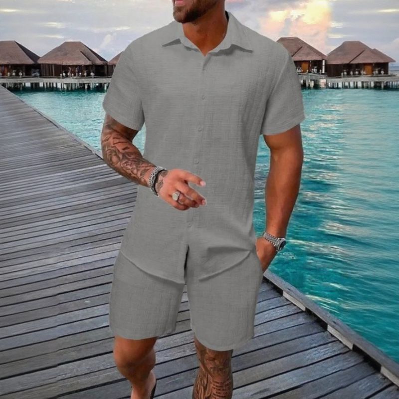 Hugo™ Premium Textured Fabric Set with Button-Up Shirt