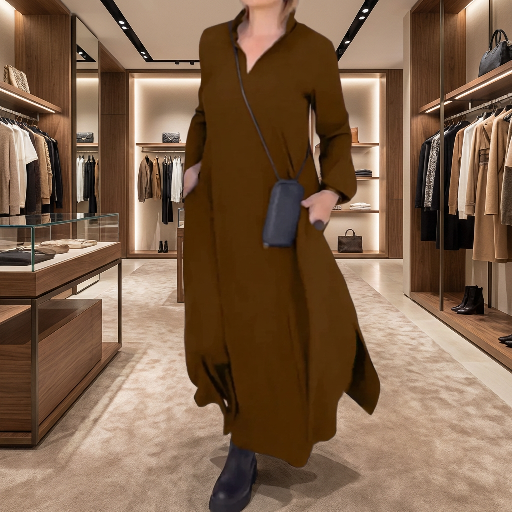 Lúmina™ Textured Premium Knit Dress with Elegant Neckline