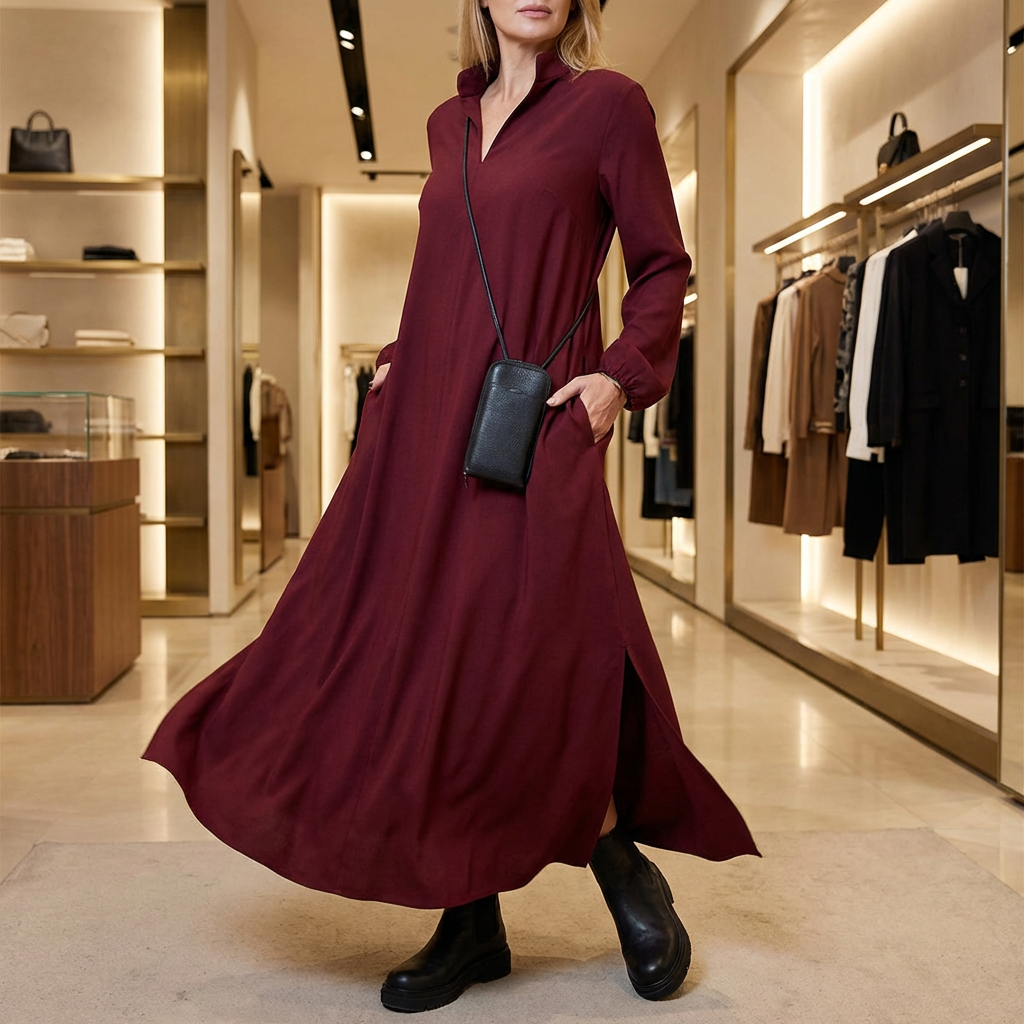 Lúmina™ Textured Premium Knit Dress with Elegant Neckline