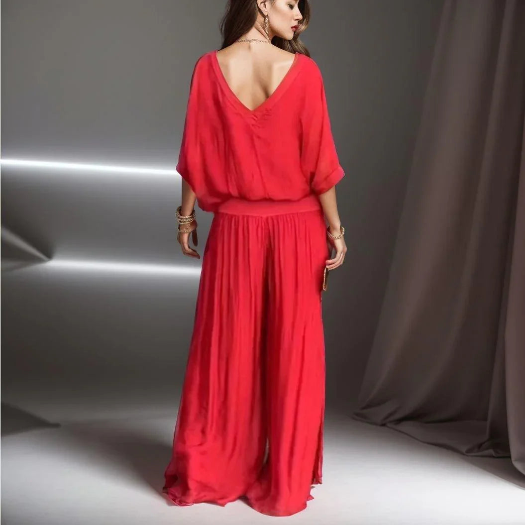 Vivace™ Set in Extra Light Poplin with Fitted Waist and V-Neck / Fluid Elegance, Absolute Comfort and Sophisticated Design in Every Detail!