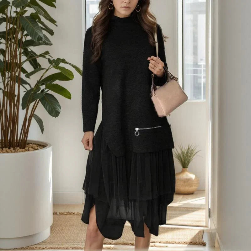 Manhattan™ Dress in Premium Mesh with Tulle Skirt and Zipper Detail / Delicacy and Modernity in One Exclusive Piece!