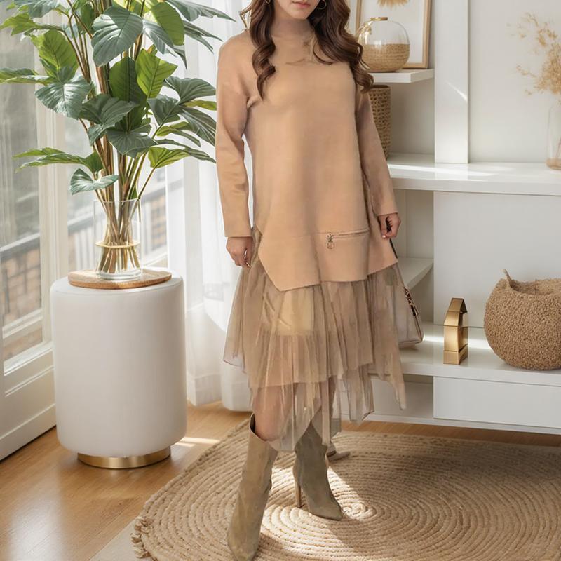 Manhattan™ Dress in Premium Mesh with Tulle Skirt and Zipper Detail / Delicacy and Modernity in One Exclusive Piece!