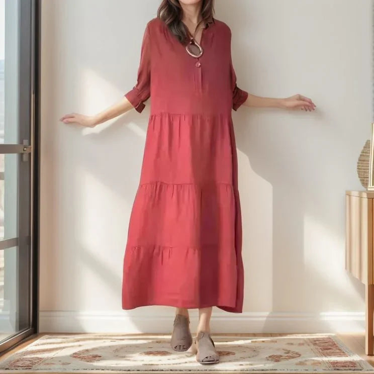 Princess™ Dress in Cotton Linen with Light Layers / Timeless Charm and Sophistication in Every Move