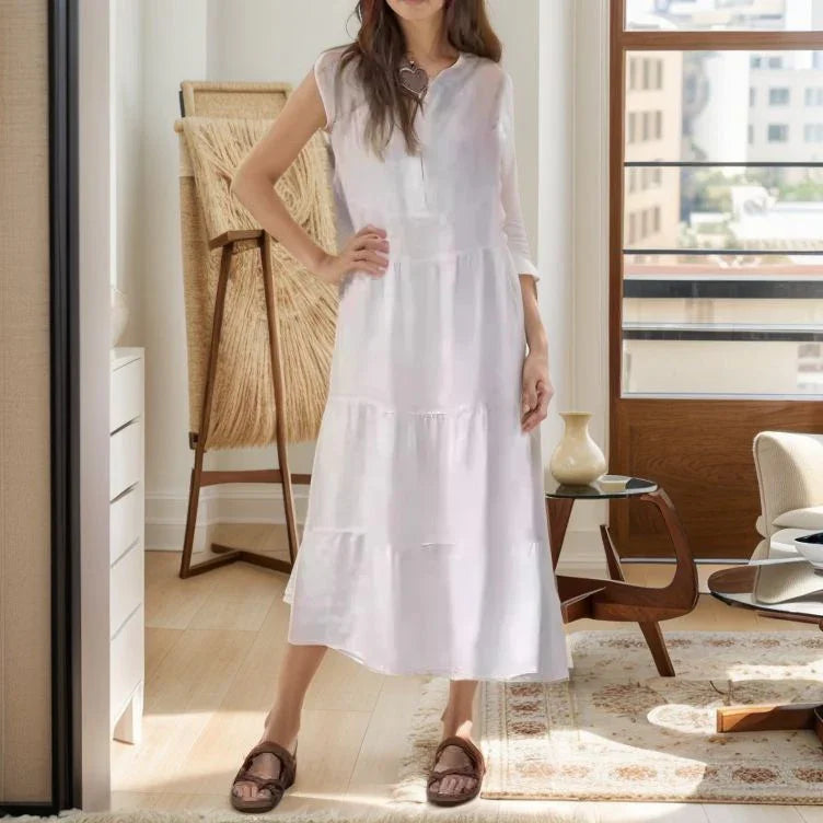 Princess™ Dress in Cotton Linen with Light Layers / Timeless Charm and Sophistication in Every Move