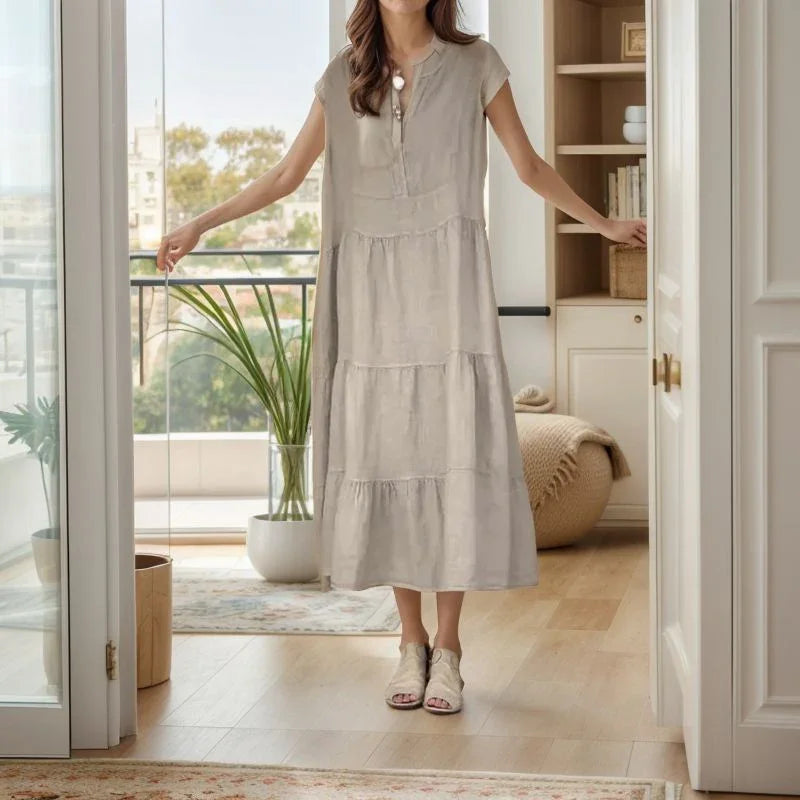 Princess™ Dress in Cotton Linen with Light Layers / Timeless Charm and Sophistication in Every Move
