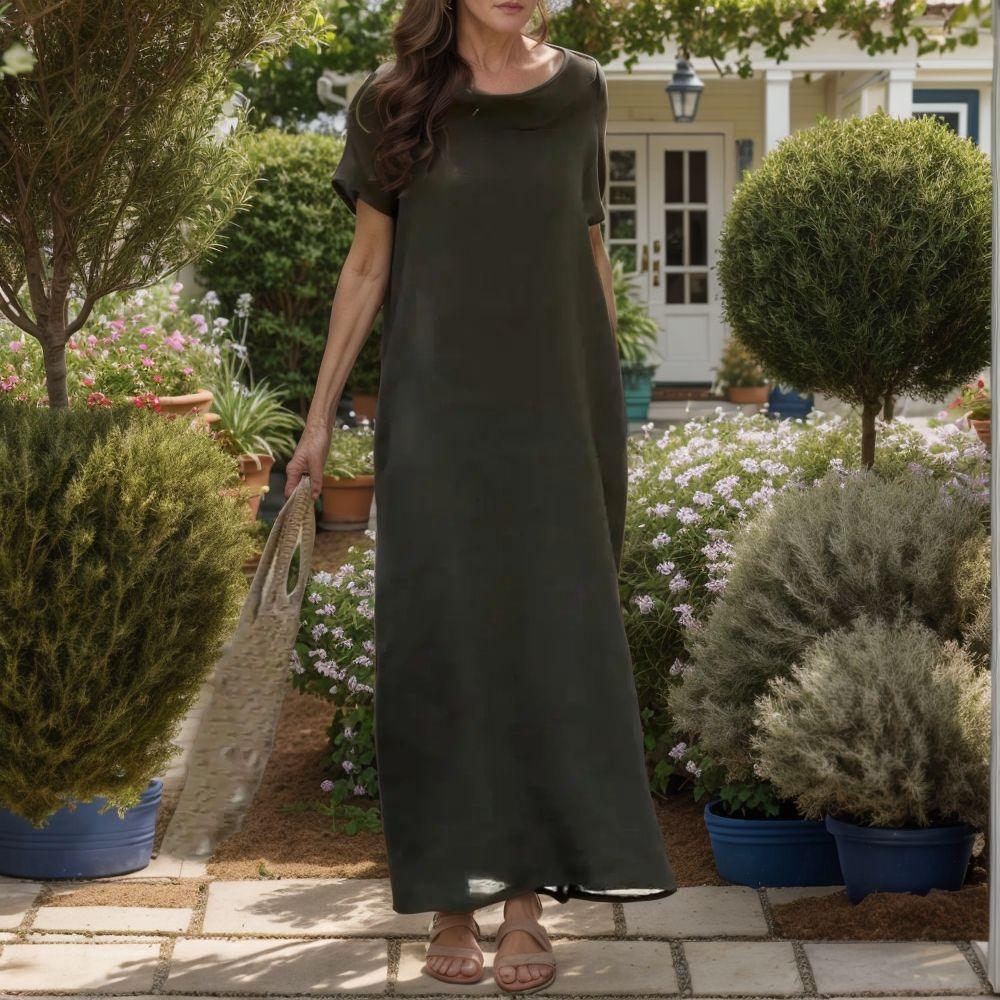 Marina™ High Neck Cotton Linen Dress / Comfort and Elegance to Wrap You in Lightness!