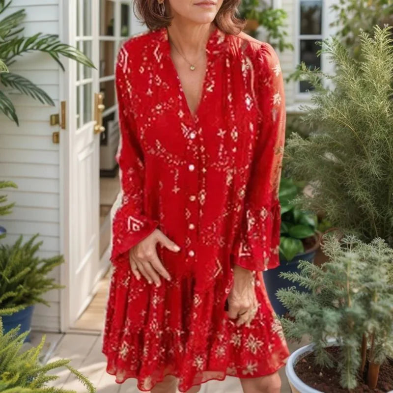 Donatella™ Dress with Baroque Embroidery and Flowing Fabric / A Touch of Magic and Elegance in Every Move!