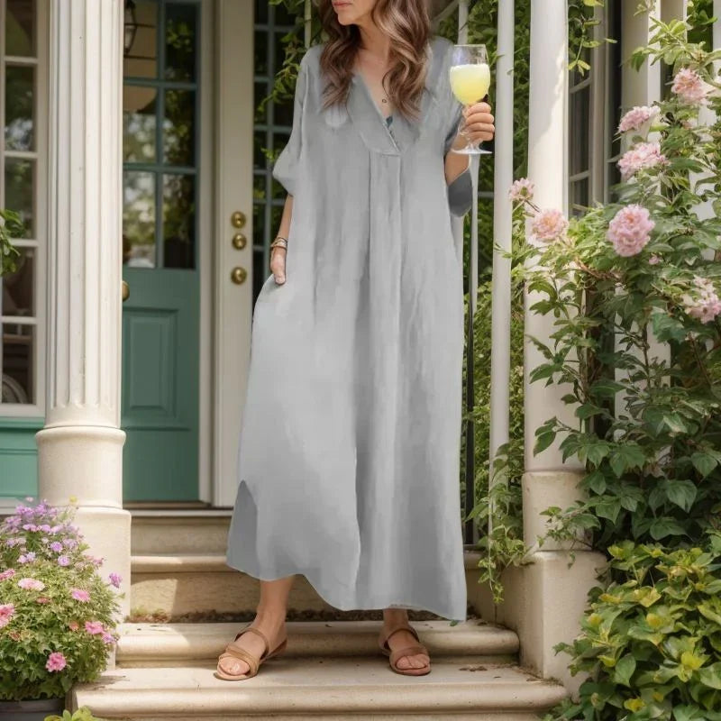 Bali Sun™ Dress in Cotton Linen with a Flowing Fit / For Women Who Carry the Sun's Glow in Their Body and Soul!