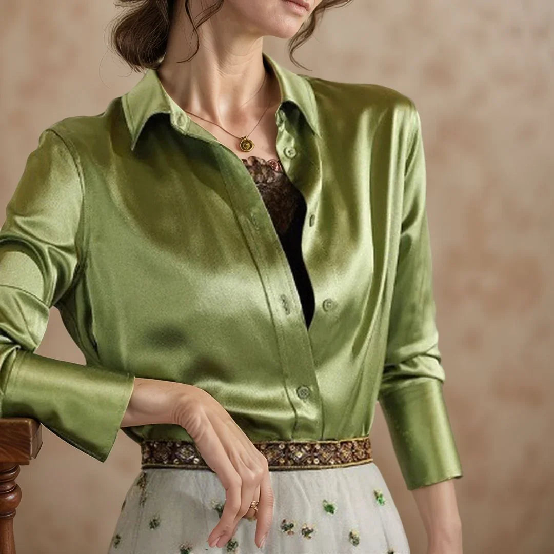 Celinne™ Blouse in Lightweight Silky Satin / For Women Who Light Up the Room with Presence and Style!