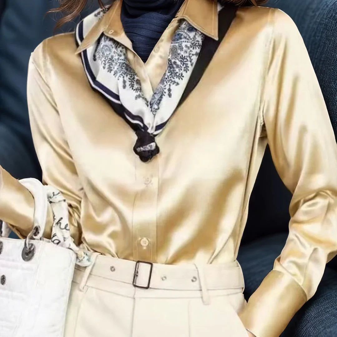 Celinne™ Blouse in Lightweight Silky Satin / For Women Who Light Up the Room with Presence and Style!