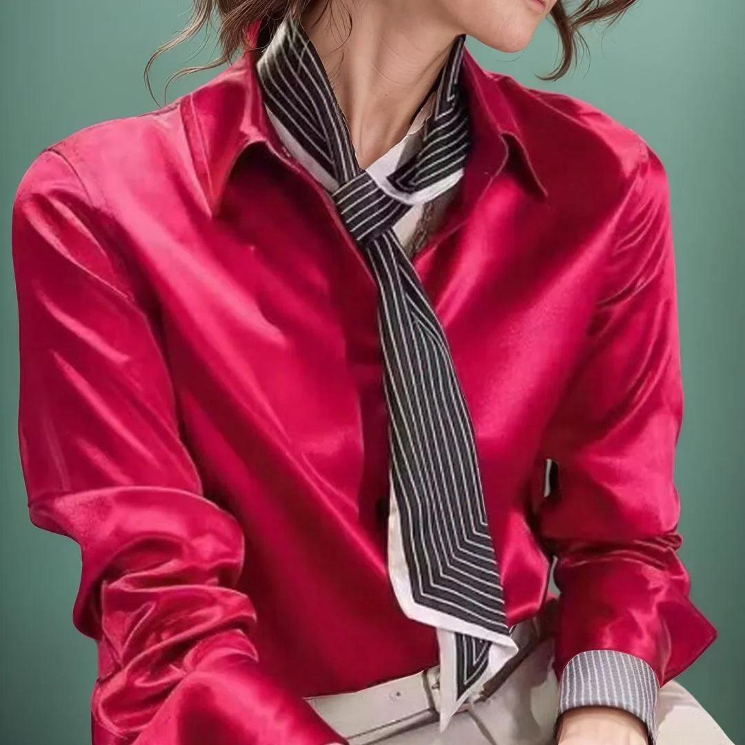 Celinne™ Blouse in Lightweight Silky Satin / For Women Who Light Up the Room with Presence and Style!