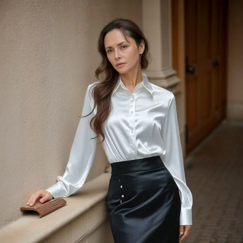 Celinne™ Blouse in Lightweight Silky Satin / For Women Who Light Up the Room with Presence and Style!