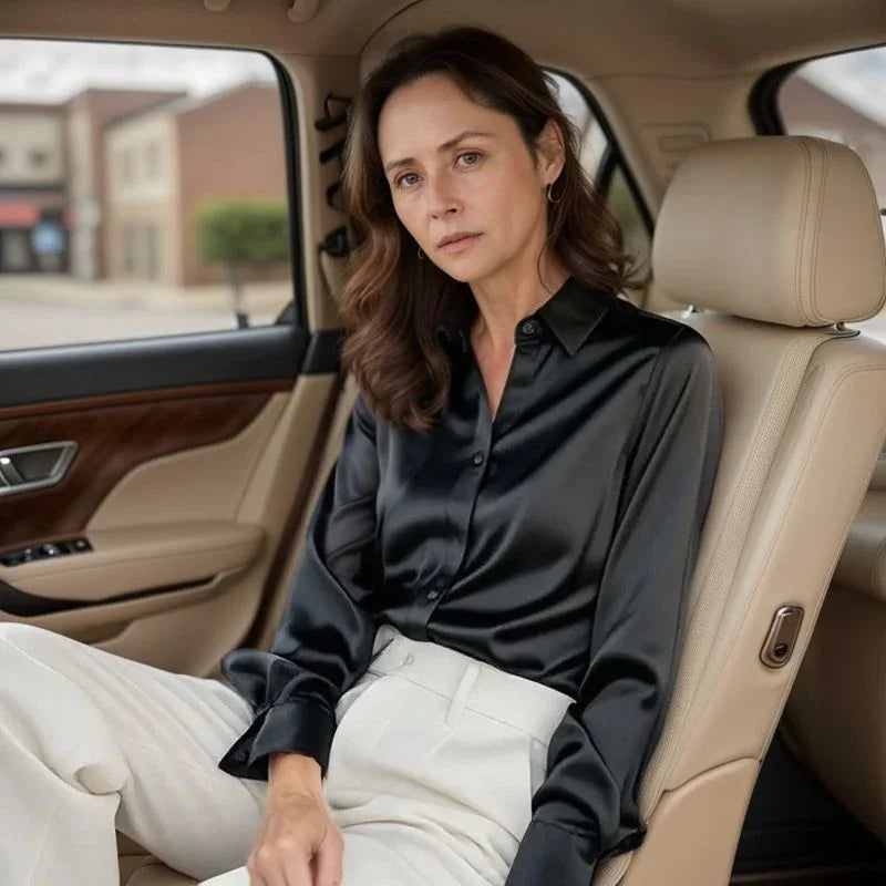 Celinne™ Blouse in Lightweight Silky Satin / For Women Who Light Up the Room with Presence and Style!