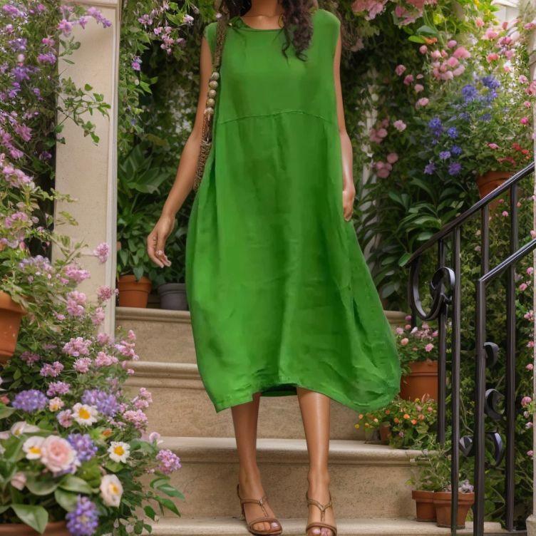 Lady Jady™ Dress in Loose-Fitting Cotton Linen / For the woman who turns simplicity into charm!