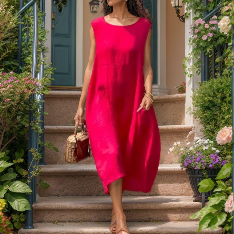 Lady Jady™ Dress in Loose-Fitting Cotton Linen / For the woman who turns simplicity into charm!