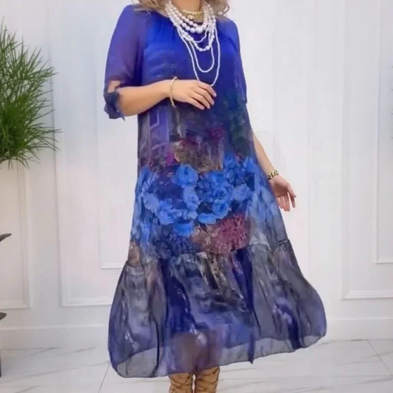 Giardino™ Dress with Botanical Print in Flowing Fabric / The Charm of Eternal Gardens in Your Style!