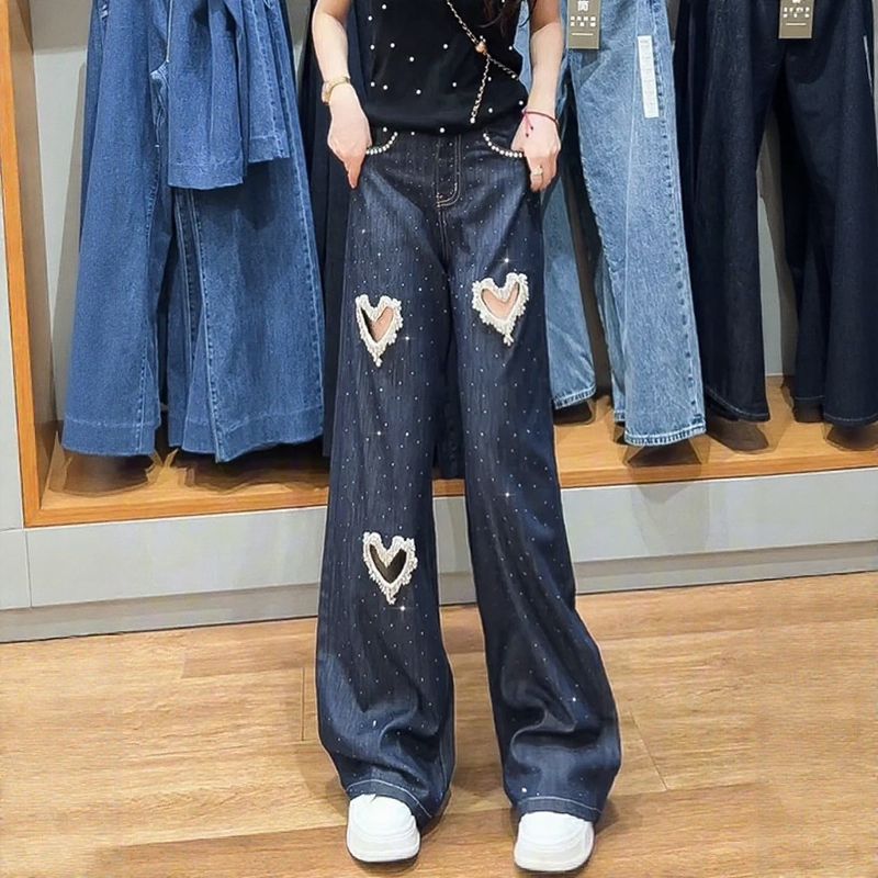 Lovely™ Women's Jeans with Embroidered Hearts and Pearl Cutouts / The Most Wanted Jeans of the Season!