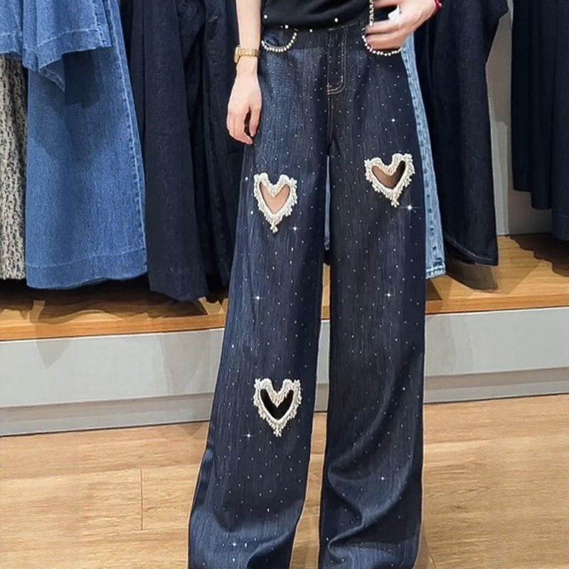 Lovely™ Women's Jeans with Embroidered Hearts and Pearl Cutouts / The Most Wanted Jeans of the Season!