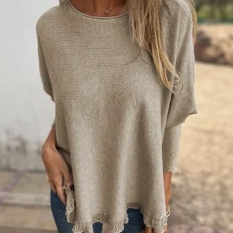 Giulia™ Top in Premium Soft Fleece with Dolman Sleeves & Lace Hem / Elegant comfort with a feminine touch!
