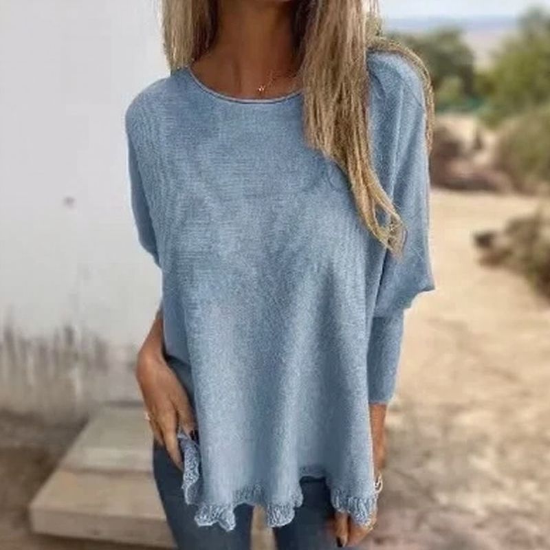 Giulia™ Top in Premium Soft Fleece with Dolman Sleeves & Lace Hem / Elegant comfort with a feminine touch!