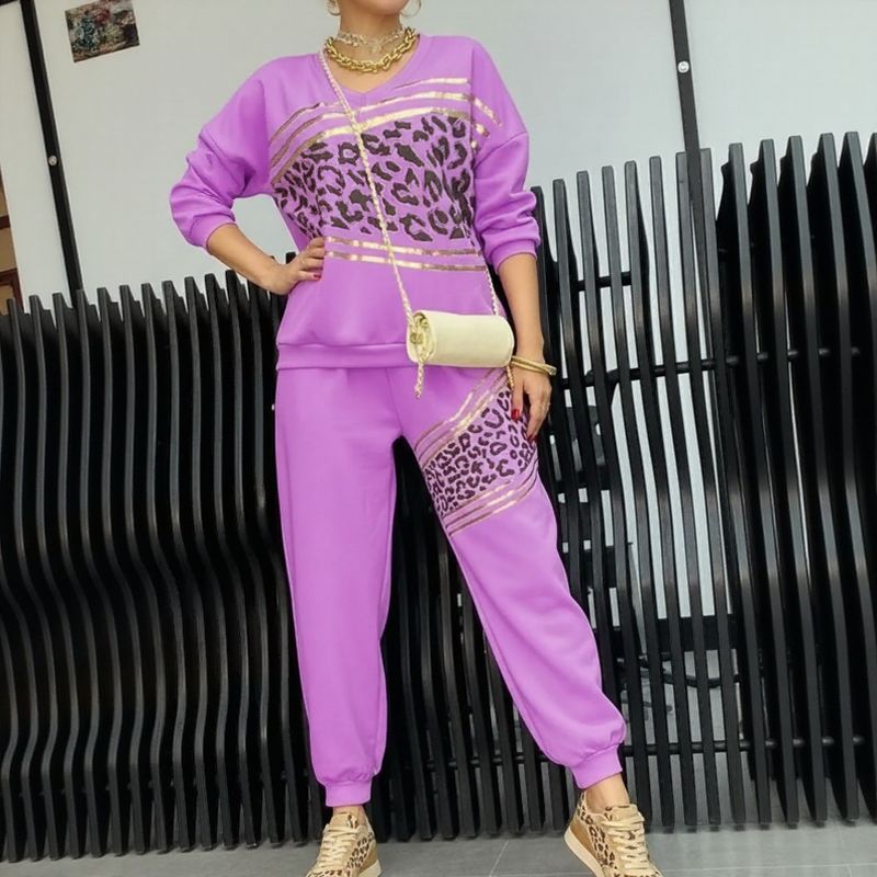 Golden Safari™ Lightweight Sweatshirt Set with Leopard Print / Sophistication and Absolute Comfort!